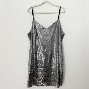 Silver Sequin Mini Dress